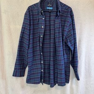 Stafford Cool Max Blue and Green Plaid Button-Up Shirt